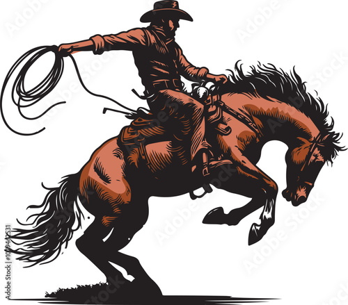 Bucking horse with the cowboy