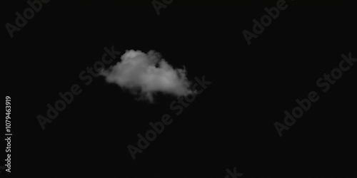 A solitary white cloud suspended in the black expanse of a clear night, night, cloud, quiet