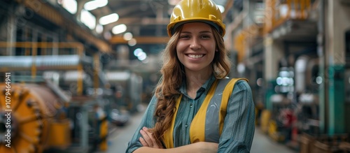 Smiling Female Engineer in a Factory