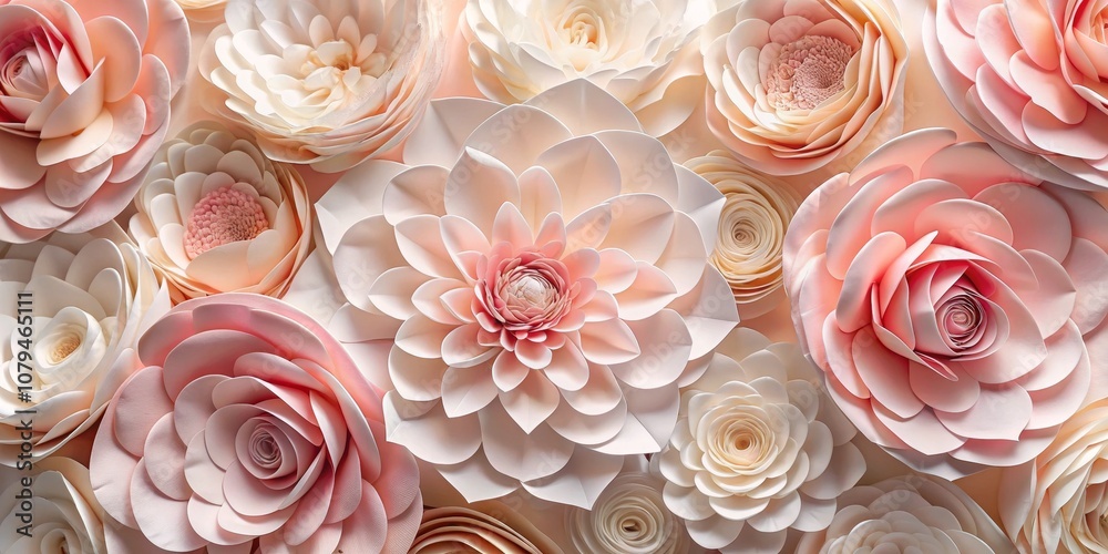 Pastel Paper Flower Wall, Paper Flowers, Wall Art Pastel Paper Flower Wall, Paper Flowers, Wall Art