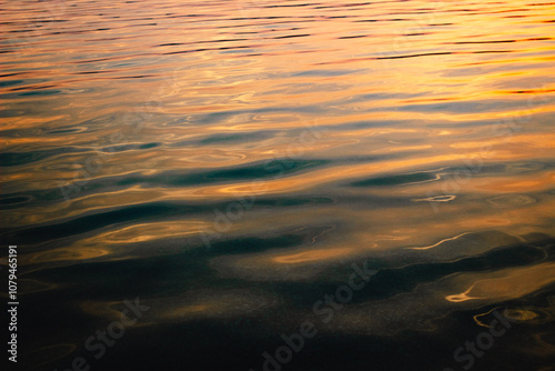 Golden sunset reflections on rippling water surface, Golden waves background,wallpaper
