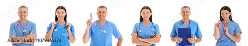 Set of many doctors on whit...