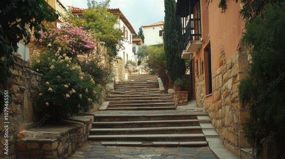 Obraz premium narrow street in the town of island country