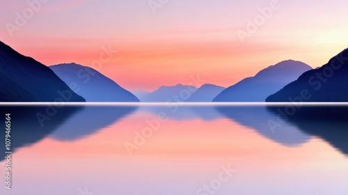 Majestic Mountain Range Reflected in Calm Lake at Vibrant Sunrise