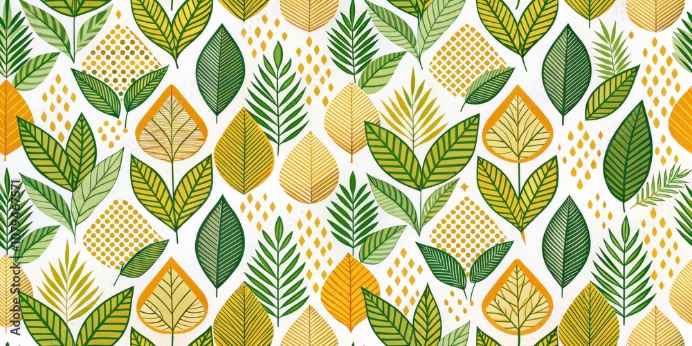 Abstract Green and Yellow Leaf Pattern, Seamless, Nature , Foliage Abstract Green and Yellow Leaf Pattern, Seamless, Nature , Foliage