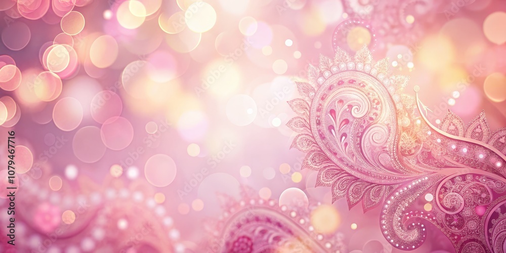 Abstract Floral Pattern with Bokeh Lights, Pink, Bokeh Abstract Floral Pattern with Bokeh Lights, Pink, Bokeh