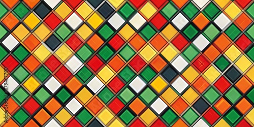 Abstract Geometric Diamond Pattern with Vibrant Colors, pattern, geometry