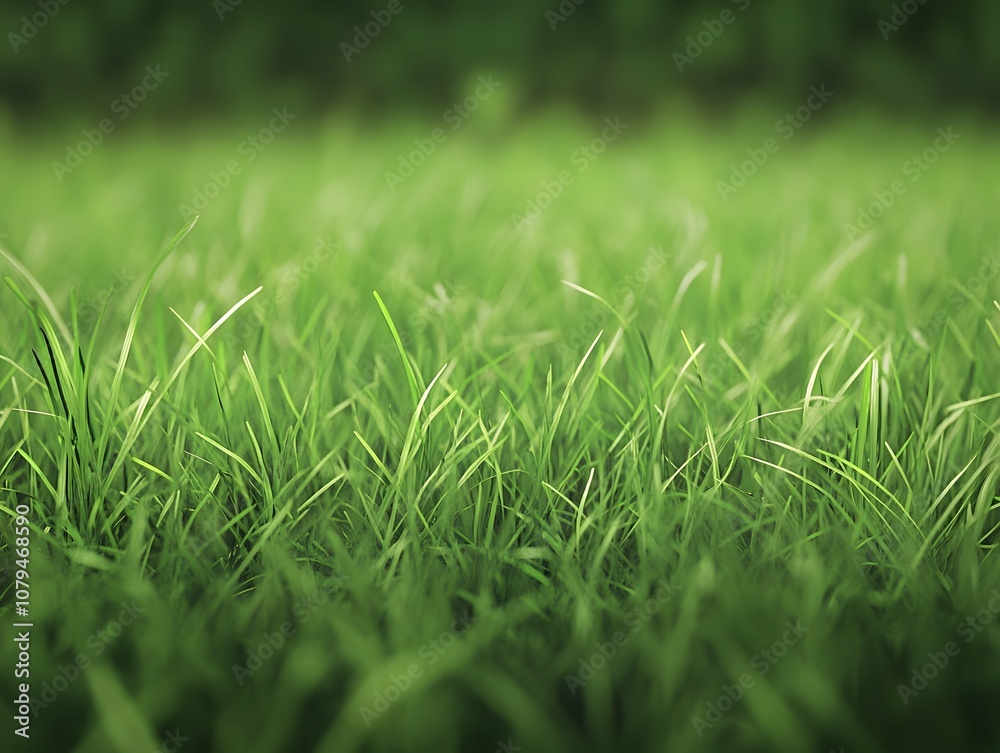 Fototapeta premium A close-up view of vibrant green grass blades in a natural setting.