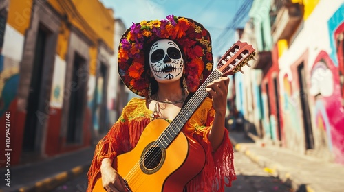 Vibrant Day of the Dead Performer in Mexico City