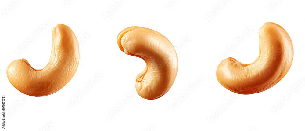 Three Cashew Nuts Isolated on Transparent Background Perfect for Packaging and Food Photography Three Cashew Nuts Isolated on Transparent Background Perfect for Packaging and Food Photography