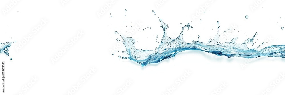 Blue water splashing on a white background, creating a vibrant and refreshing image, splatter, white background, freshness Blue water splashing on a white background, creating a vibrant and refreshing image, splatter, white background, freshness