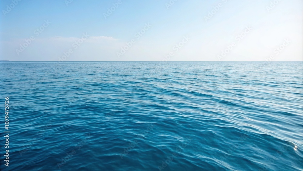 Fototapeta premium Calm sea surface with gentle ripples on blue ocean waters, reflective surface, tranquil atmosphere, soothing hue, vast expanse, serene scene