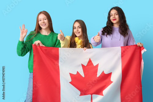 Female students with flag o...