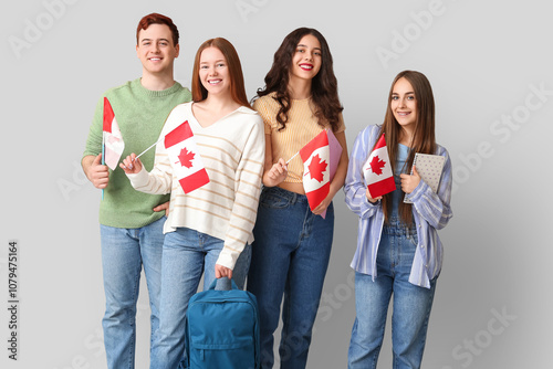 Group of students with flag...