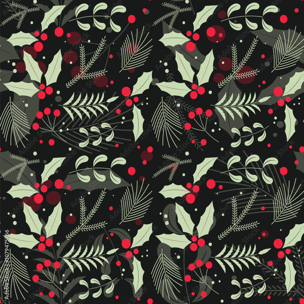 Naklejka premium Hand drawn christmas pattern design background.