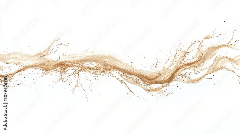 Abstract flow of brown color on a white isolated background. Abstract flow of brown color on a white isolated background.