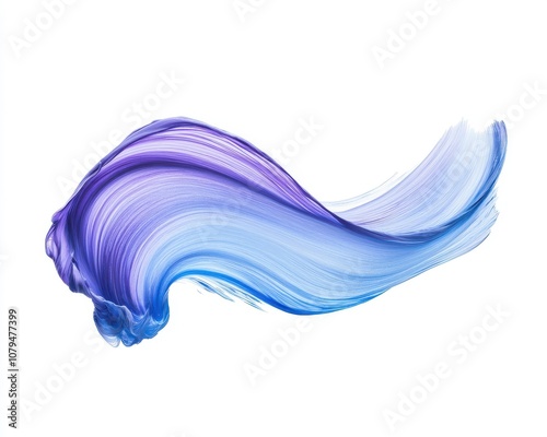 Abstract purple and blue paint swirl on white background.