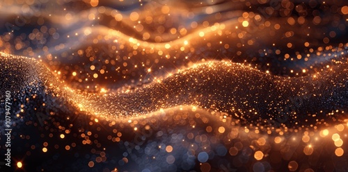 gold glitter background with bokeh lights black luxury wallpaper 3D rendering 8K abstract art style