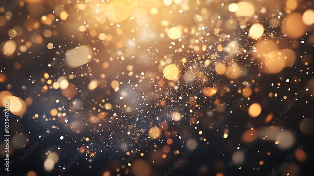 Obraz premium A mesmerizing background of shimmering golden particles creating a festive and enchanting atmosphere.