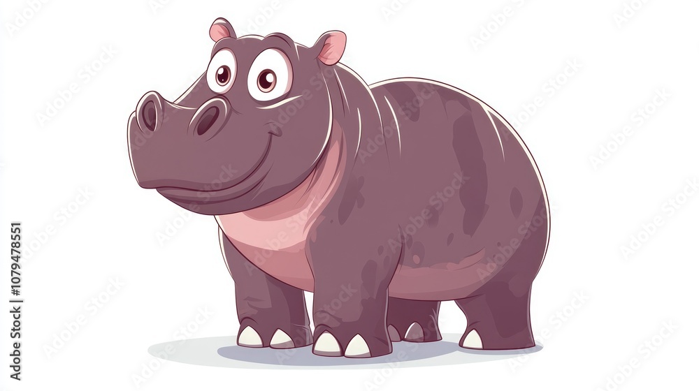 Obraz premium Hippo cartoon illustration isolated on a white backdrop