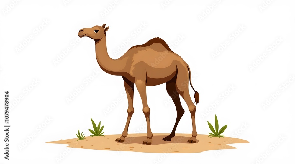 Naklejka premium Isolated Camel on White Background