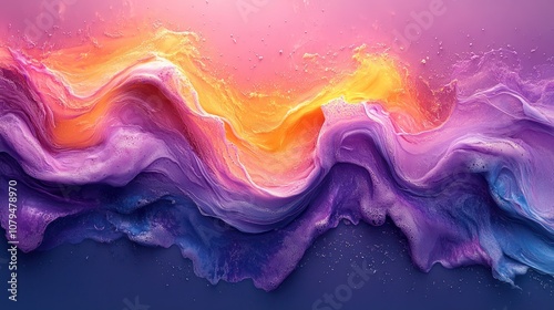 Abstract colorful waves and swirls in vibrant pink, yellow, blue, and purple.