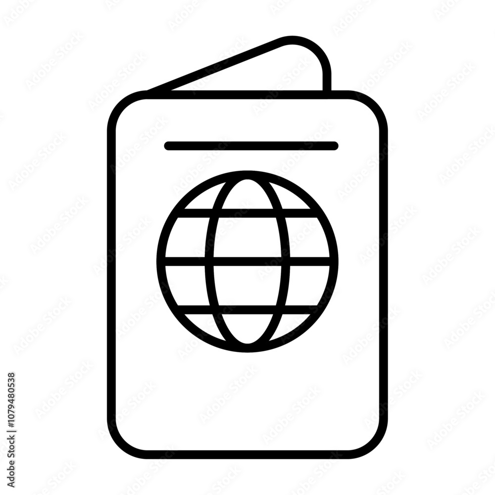 Passport Icon Single Thin line vector art set