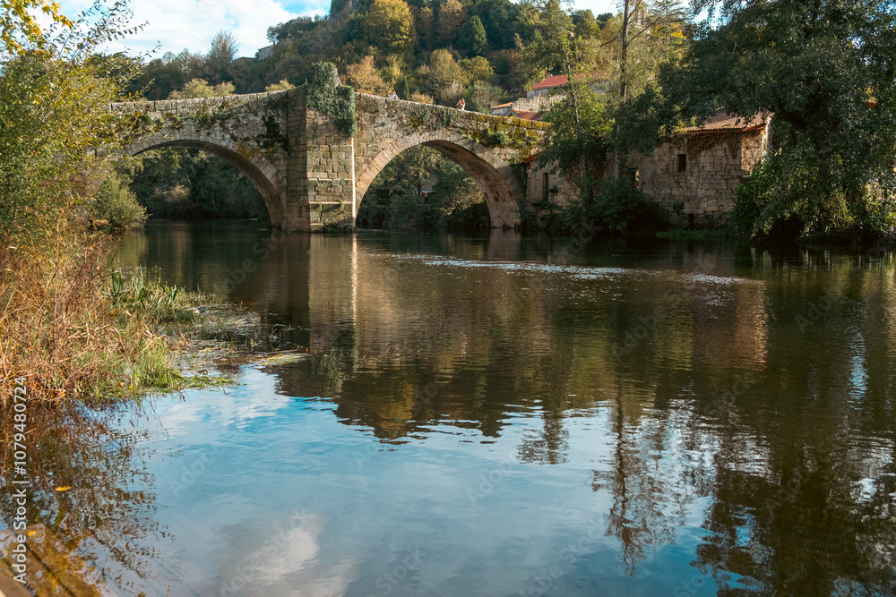 Allariz is a medieval village with a medieval stone bridege in Ourense, Galicia. Spain. Allariz is a medieval village with a medieval stone bridege in Ourense, Galicia. Spain.