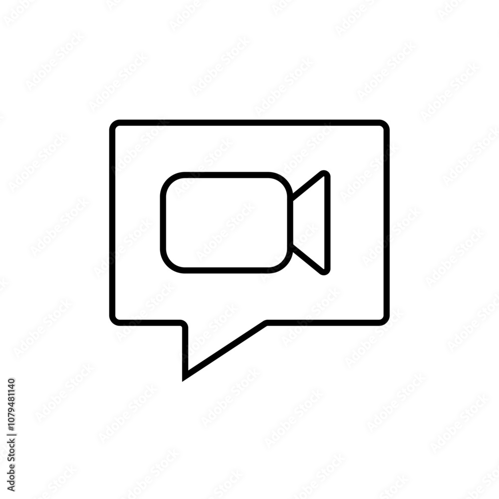 Video Call Icon Single Thin line vector art set Video Call Icon Single Thin line vector art set