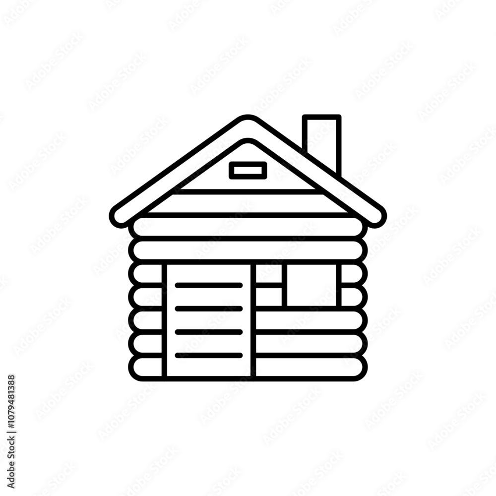 Cabin Icon Single Thin line vector art set Cabin Icon Single Thin line vector art set