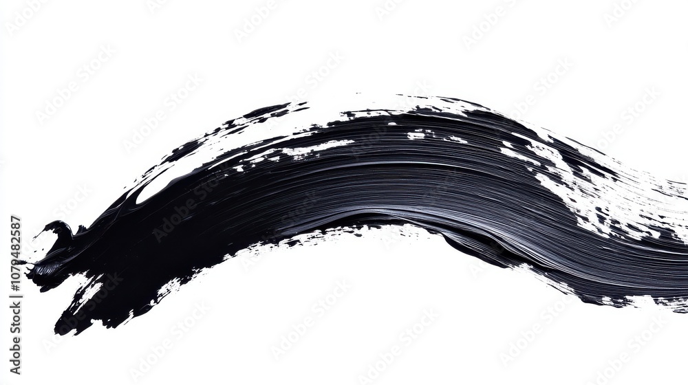 Black paint stroke on white isolated background for creative use. Black paint stroke on white isolated background for creative use.