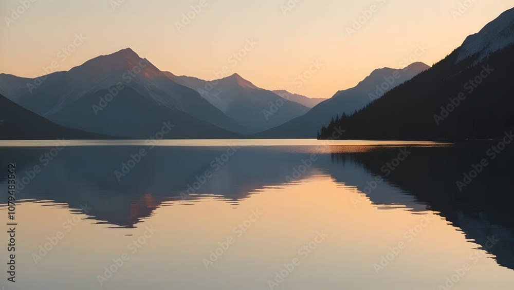 Serene Mountain Lake Reflections at Sunrise – Calm and Peaceful Nature Serene Mountain Lake Reflections at Sunrise – Calm and Peaceful Nature