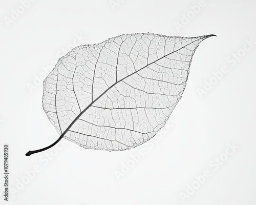 Delicate leaf skeleton on a white isolated background.