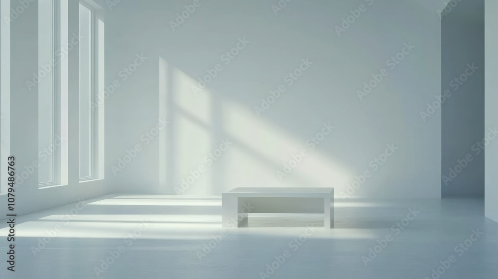 Fototapeta premium Abstract white surface with soft gradient lighting, minimal shadows, very refined look