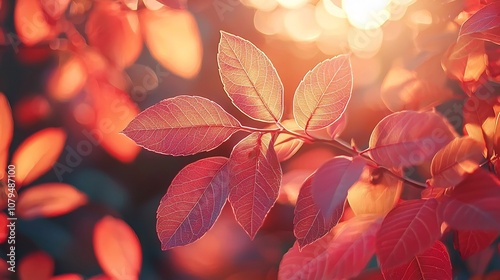 Warm and Vibrant Autumn Leaves with Serene Blurred Sunlit Background Providing Ample Copy Space for Message or Design