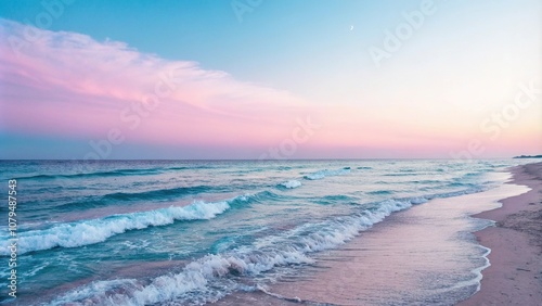Dreamy gradient of blues and pinks with a blurred edge, surreal, abstract