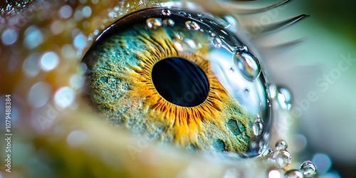 Close-Up of Mysterious Reptile Eye with Intense Orange Glow photo