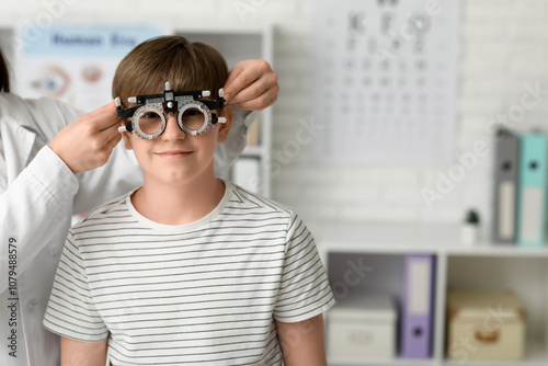 Young boy undergoing vision...