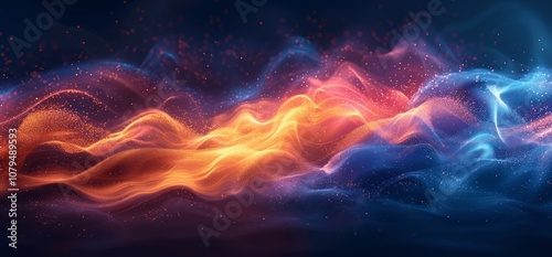 Grainy Gradient Background with Colorful Light Beams in Dark Space