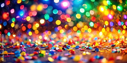 Bokeh Lights and Confetti Festive Celebration, party, confetti