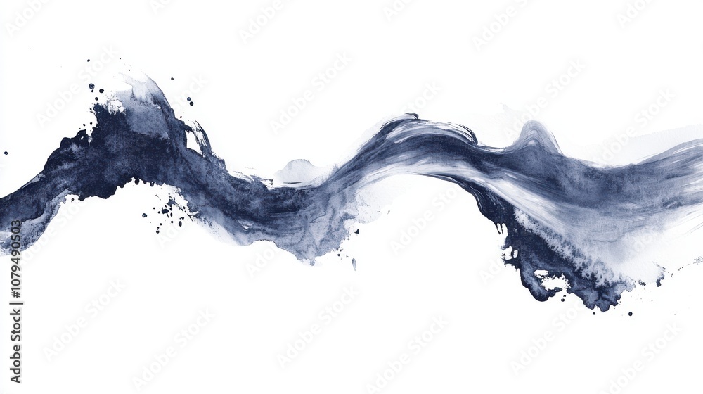 Ink splash on white background, creative abstract design element for artists.