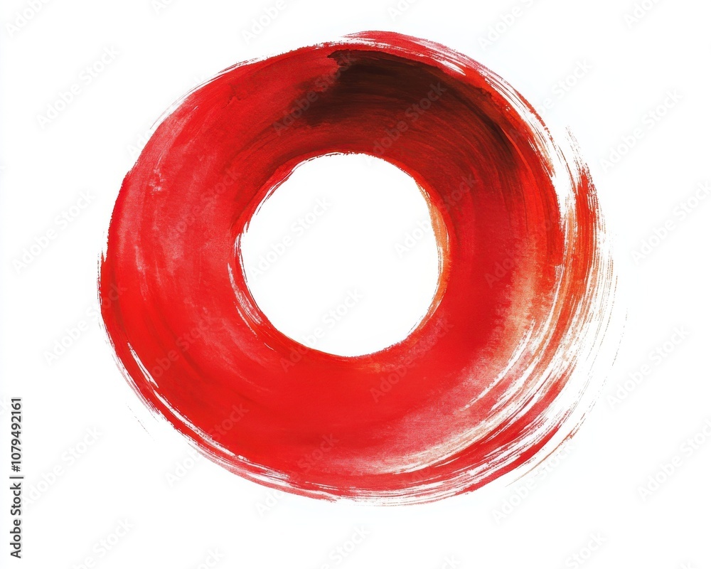 Red circular brush stroke on white isolate background. Red circular brush stroke on white isolate background.