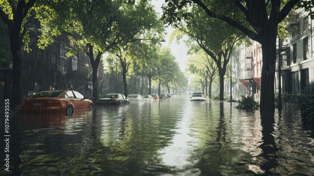 Obraz premium Flooded City Street