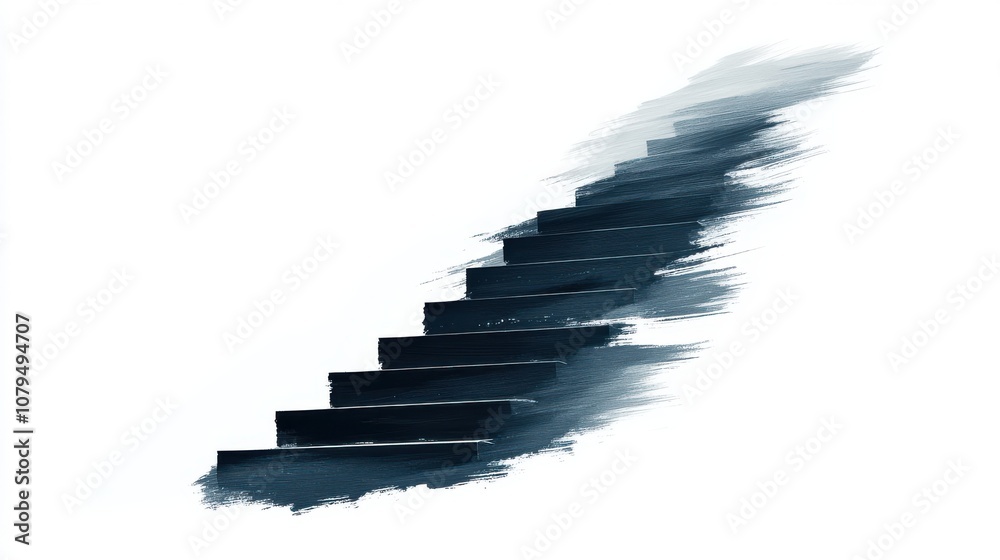 Obraz premium Staircase illustration with abstract paint effect on a white background.