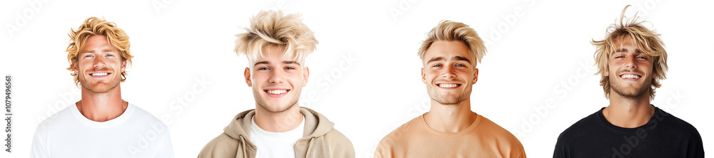 Portrait of smiling young man with blonde hair set isolated Png, transparent without background. Portrait of smiling young man with blonde hair set isolated Png, transparent without background.