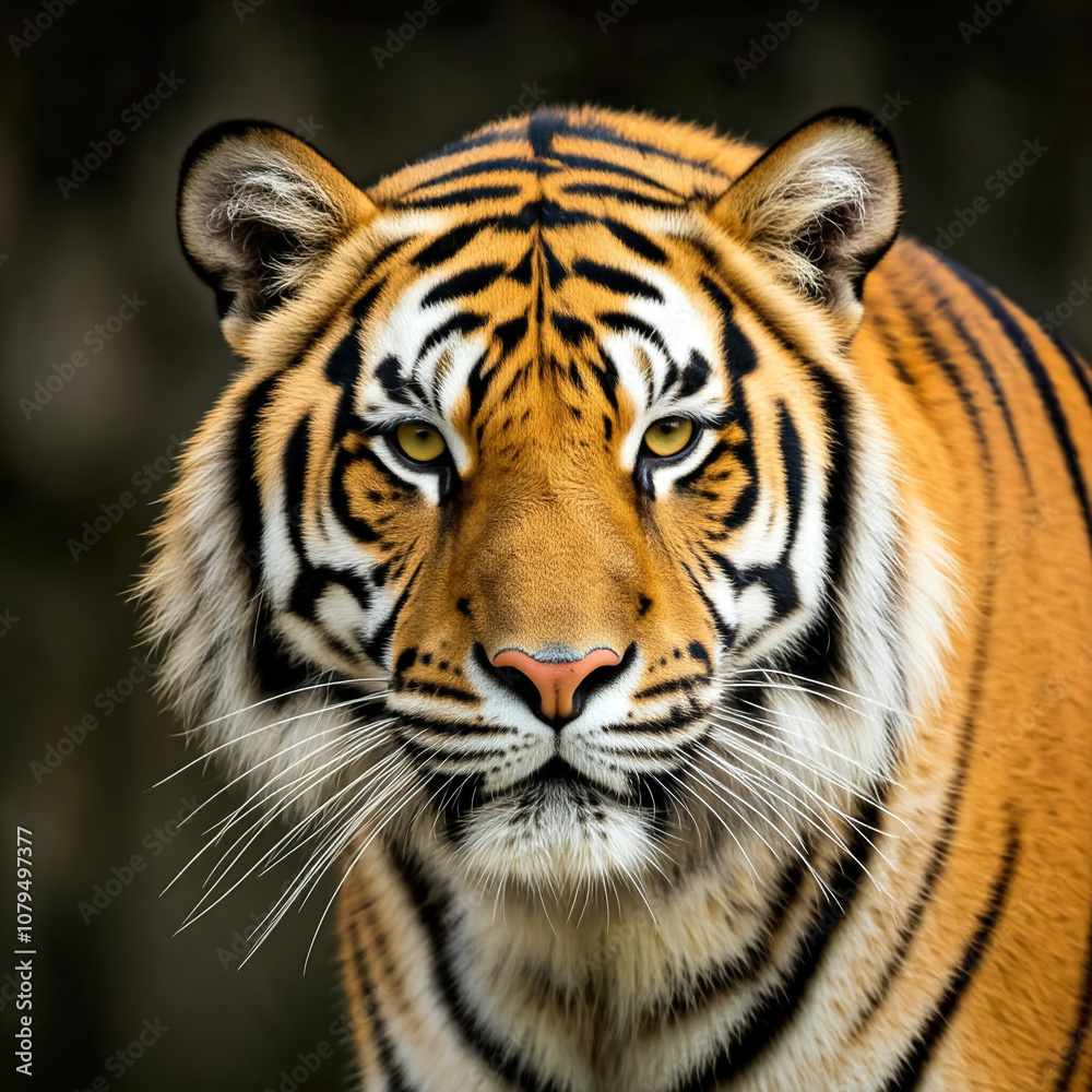 Head of a wild tiger on defocused blackground Head of a wild tiger on defocused blackground