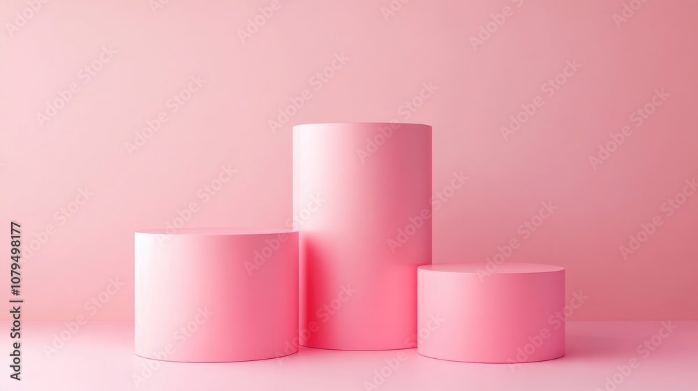3D pink cylindrical podium in a minimalist studio setting Abstract geometric shape illustration for product display 3D pink cylindrical podium in a minimalist studio setting Abstract geometric shape illustration for product display