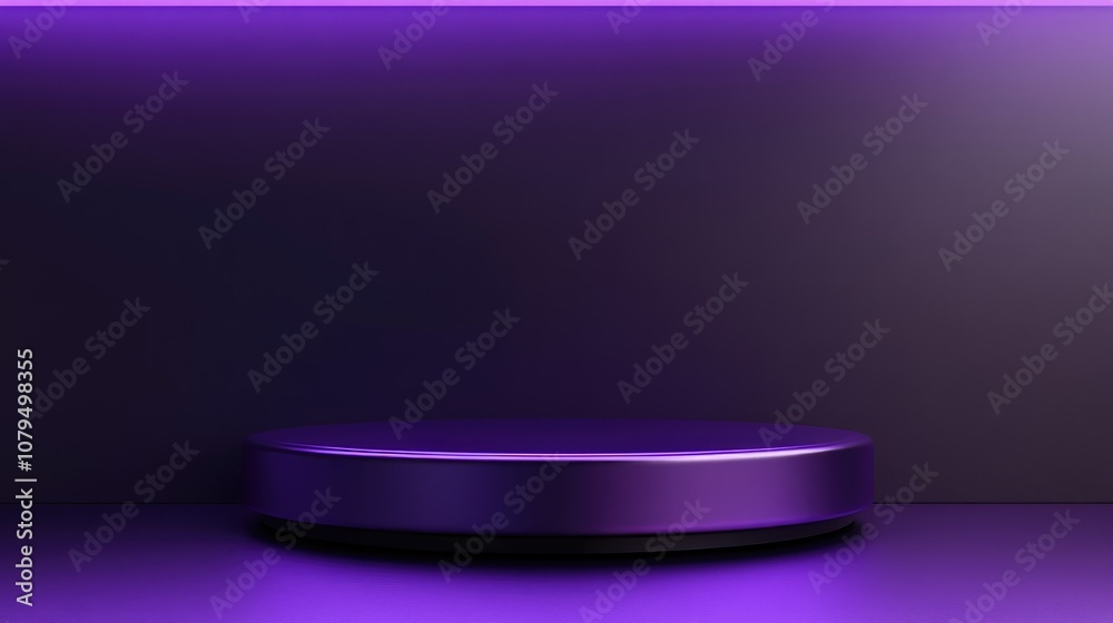Deep purple podium with a vibrant purple background 3D rendering