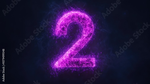 Wallpaper Mural Glowing purple numeral two on a dark background Digital representation of the number two with vibrant illumination Torontodigital.ca