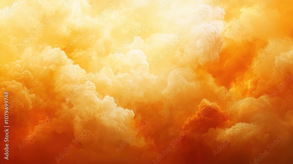 Dramatic orange and yellow clouds in the sky.